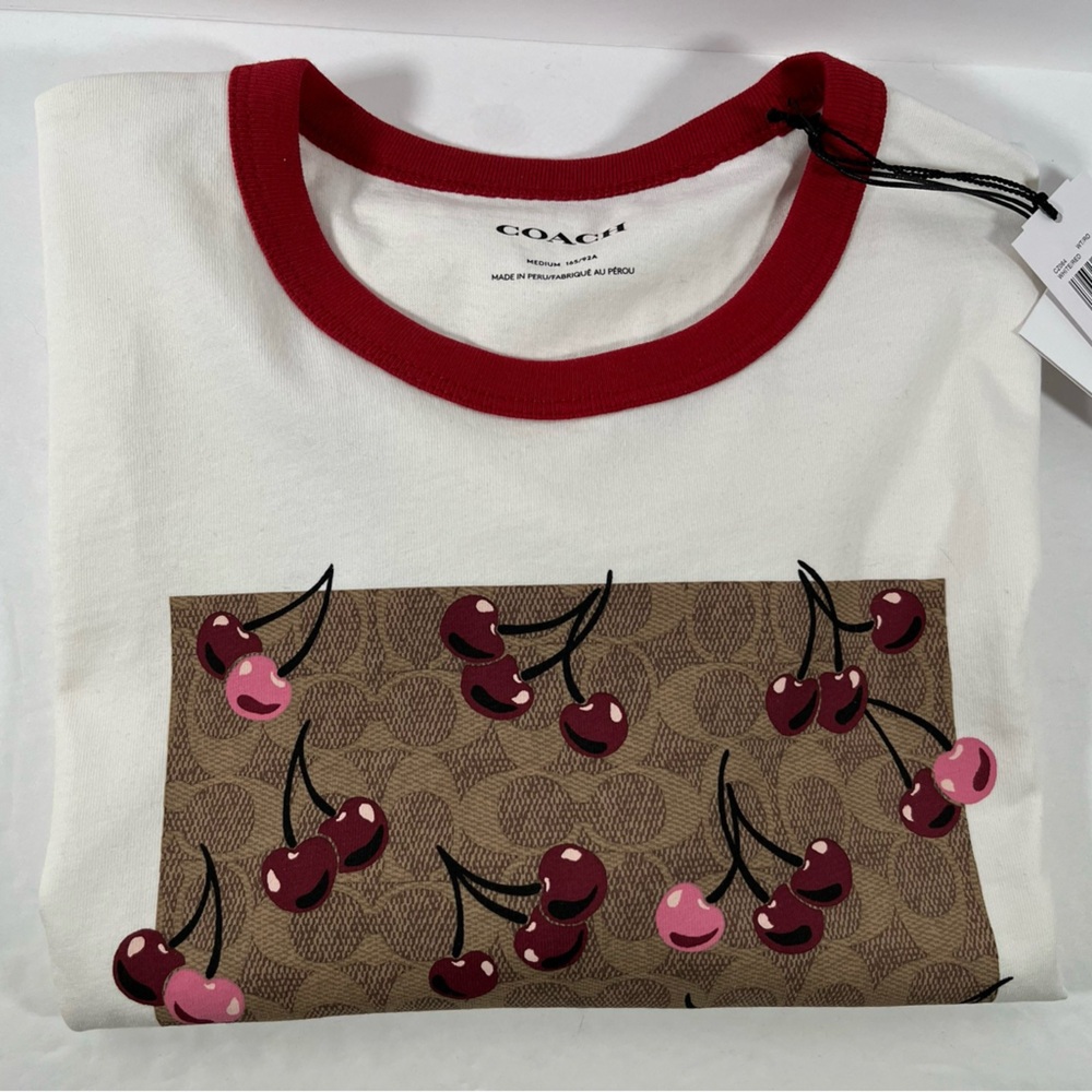 Coach Signature Square Cherry T Shirt In Organic Cotton size M NWT